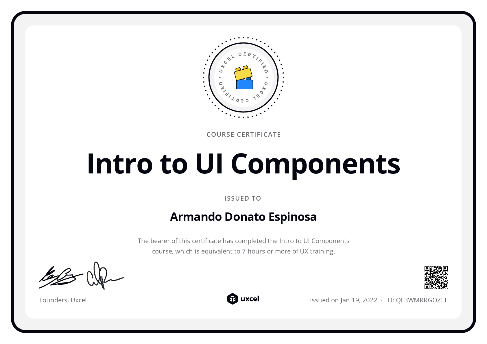 Donato Espinosa's certificate